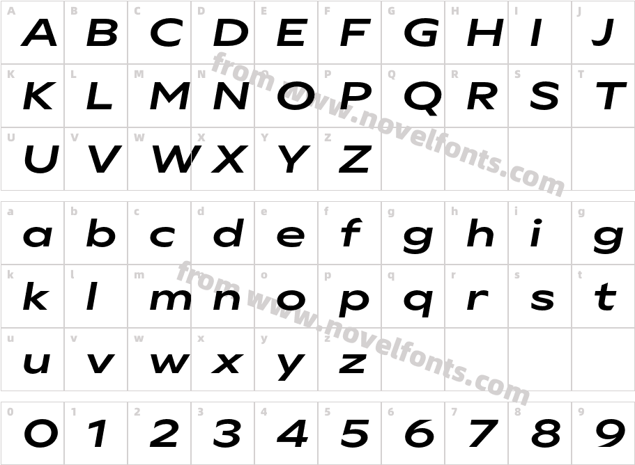Gamay Wide Medium ItalicCharacter Map