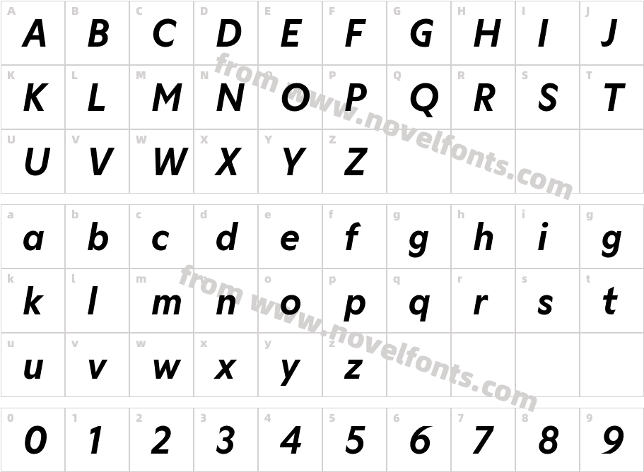 GamayVF ItalicCharacter Map
