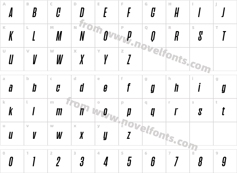 Gangsar ItalicCharacter Map