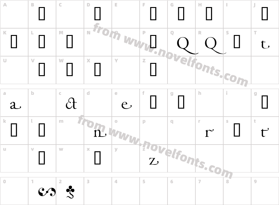 Garamond AlternateSSKCharacter Map
