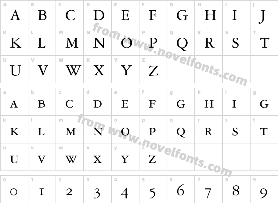 Garamond Three SCCharacter Map