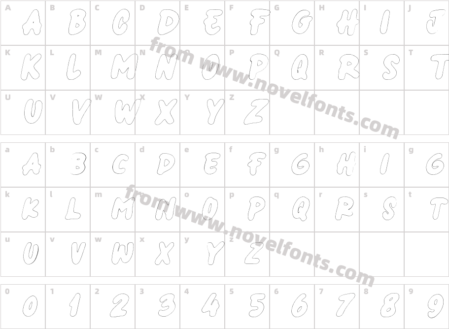 Garden Groove Outline SlantCharacter Map