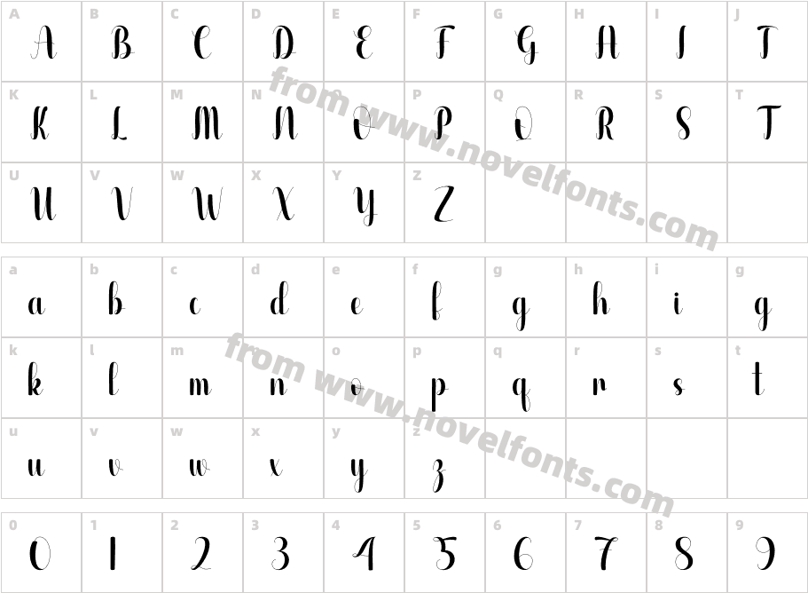 Gardening Script RegularCharacter Map