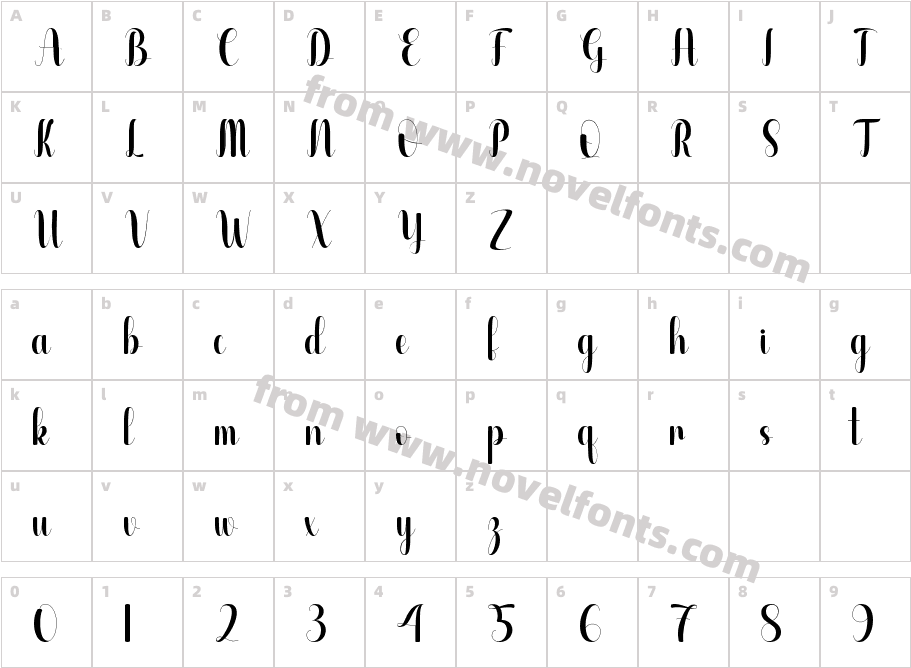 Gardening Script RegularCharacter Map