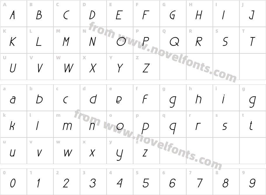 Garil Regular ItalicCharacter Map