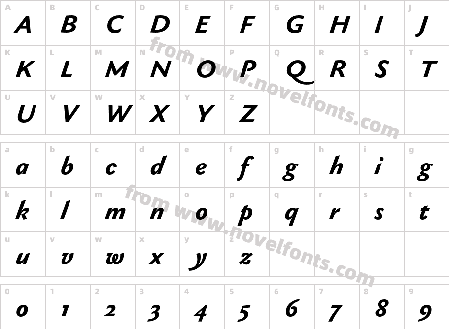 Gaultier Bold ItalicCharacter Map