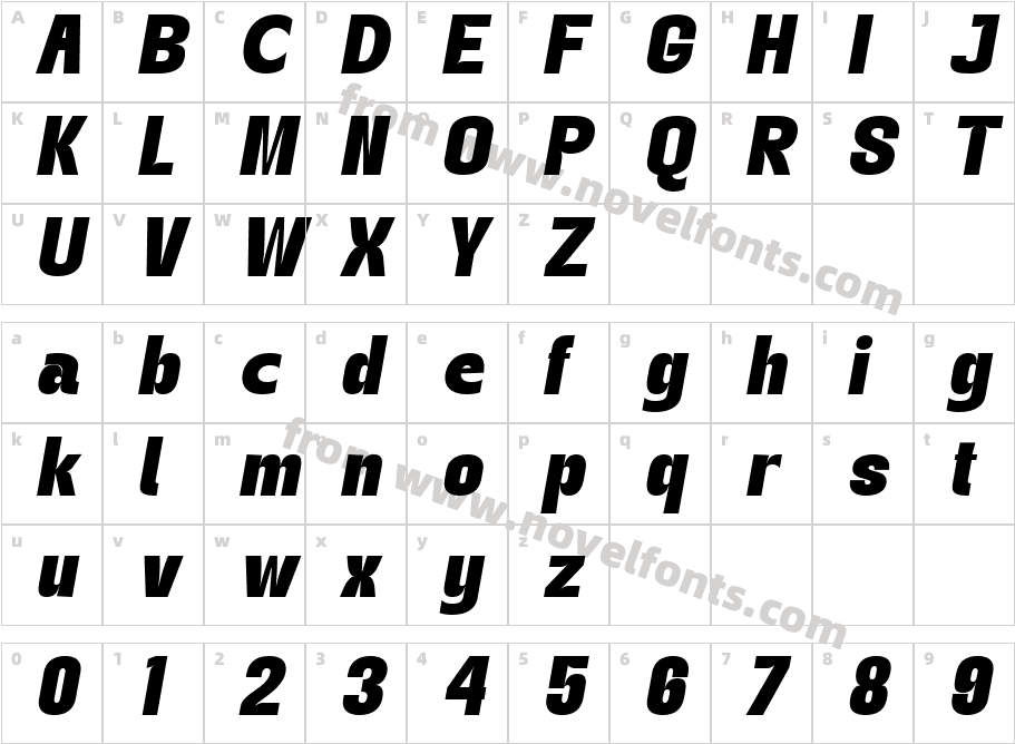 Gegant Black ItalicCharacter Map