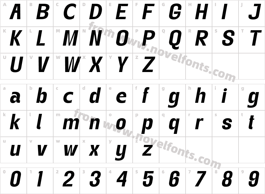 Gegant Bold ItalicCharacter Map