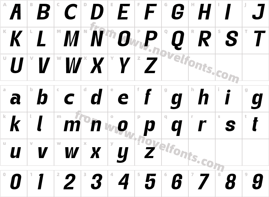 Gegant Bold ItalicCharacter Map