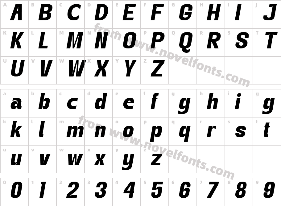 Gegant Extra Bold ItalicCharacter Map