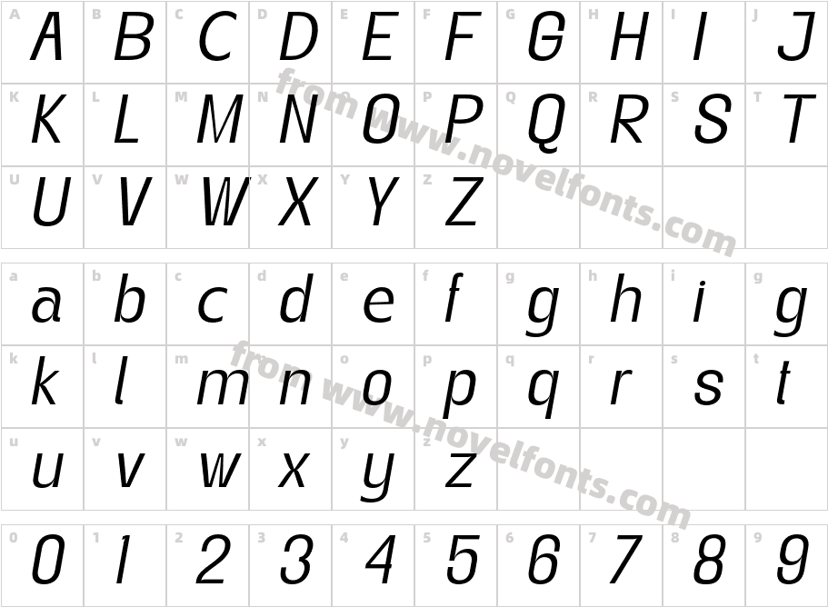 Gegant ItalicCharacter Map