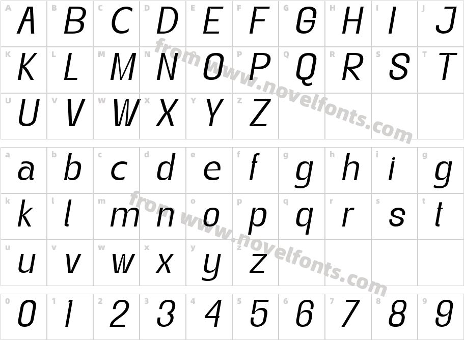 Gegant ItalicCharacter Map