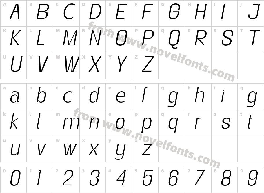 Gegant Light ItalicCharacter Map