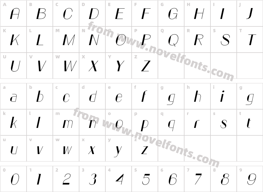 Geizla ItalicCharacter Map