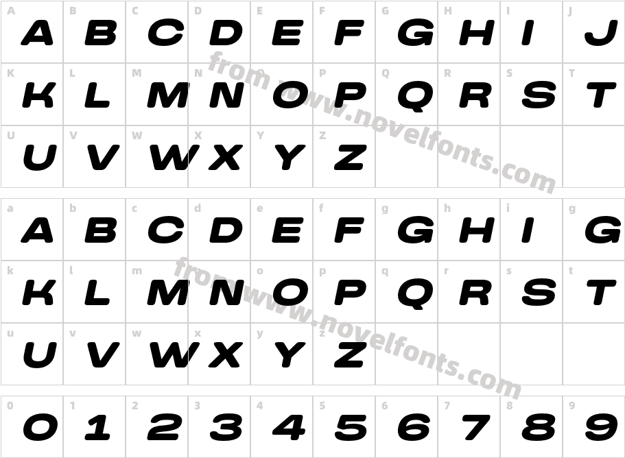Gelegar Rounded ItalicCharacter Map