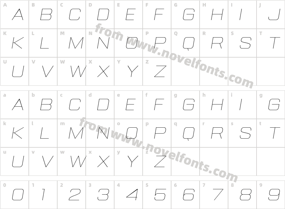 Gemsbuck 01 Thin ItalicCharacter Map