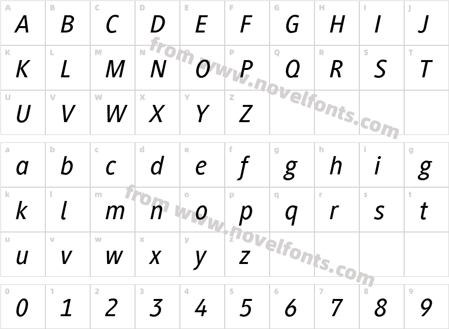 Generis Sans W01 Medium ItalicCharacter Map