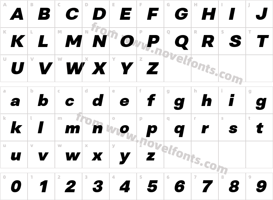 Genora Sans Black ItalicCharacter Map