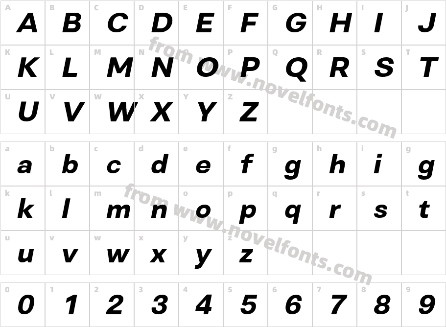 Genora Sans Bold ItalicCharacter Map