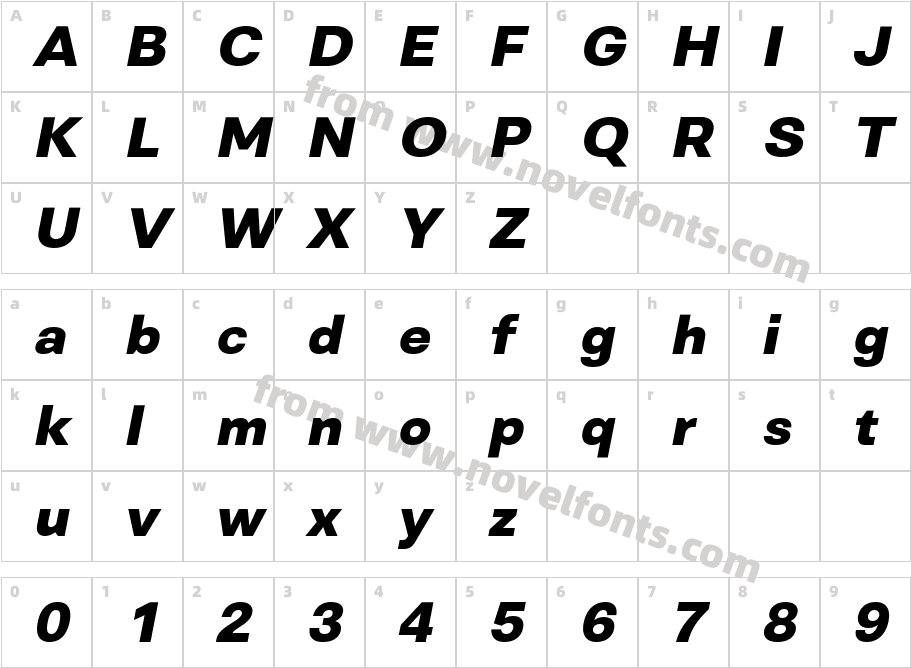 Genora Sans Extra Bold ItalicCharacter Map