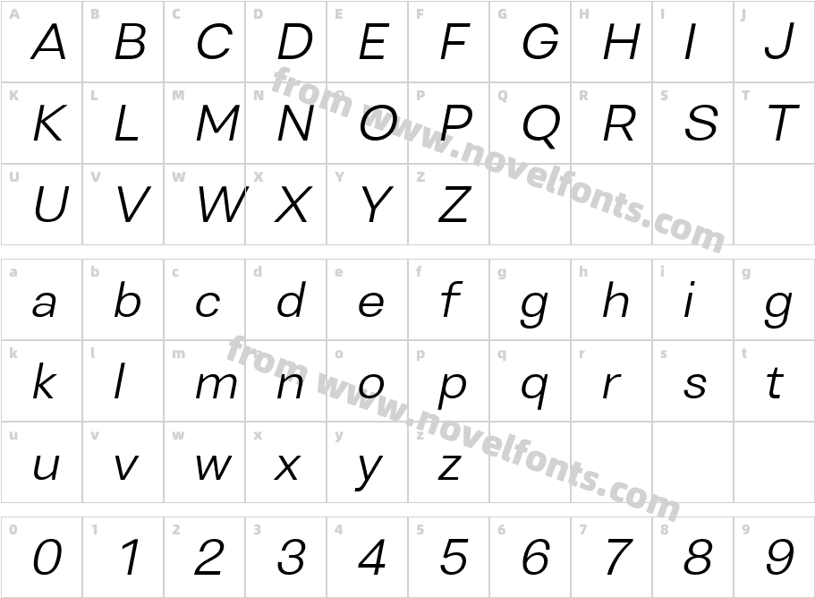 Genora Sans Light ItalicCharacter Map