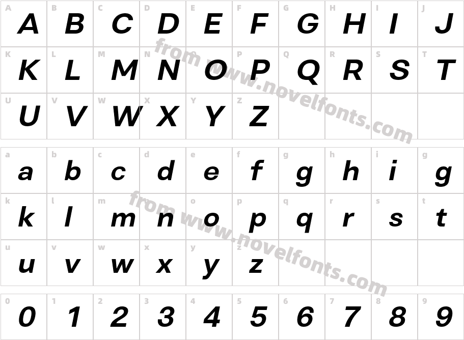 Genora Sans Semibold ItalicCharacter Map