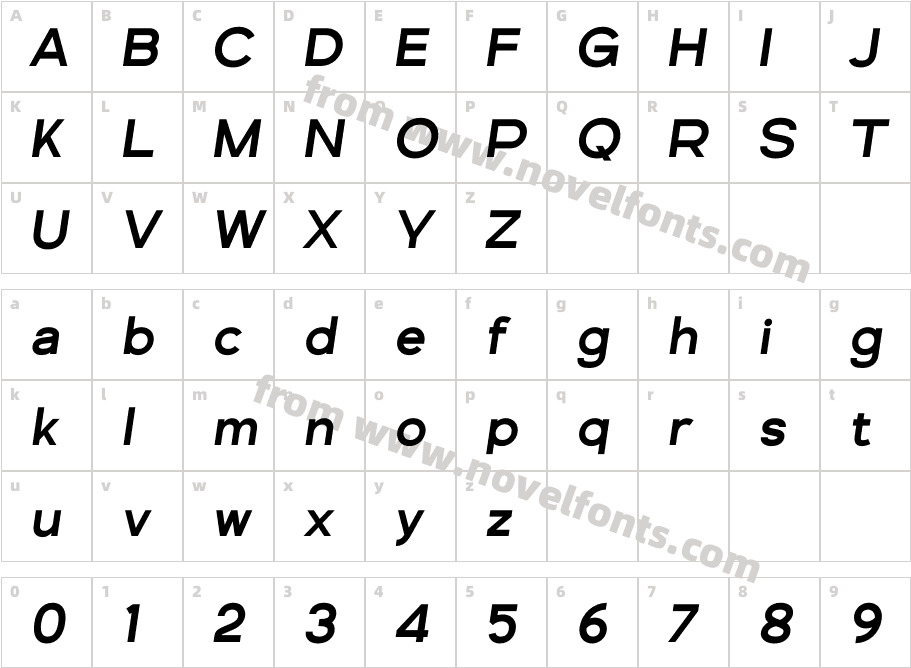 Genova Medium ItalicCharacter Map