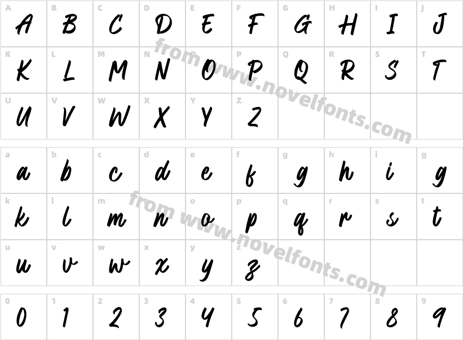 Gentham Demo RegularCharacter Map
