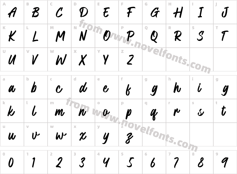 Gentham Demo RegularCharacter Map