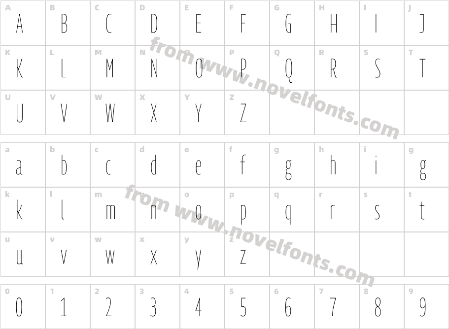 Georama Roman Extra Condensed ThinCharacter Map