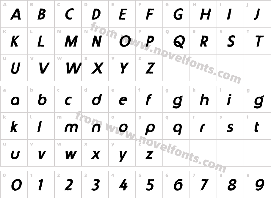 Gerline Rough ItalicCharacter Map
