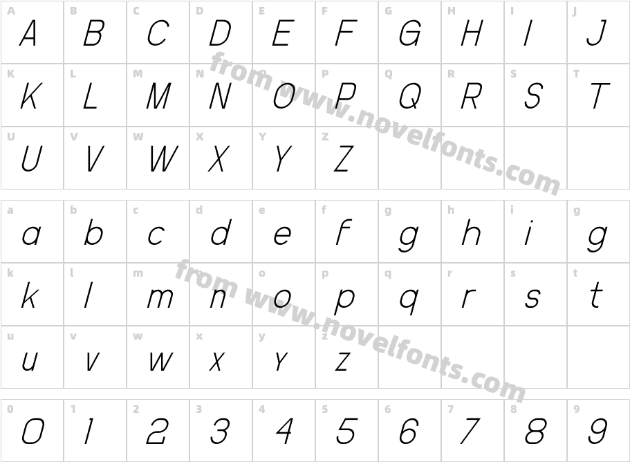 Getry L Abs ItalicCharacter Map