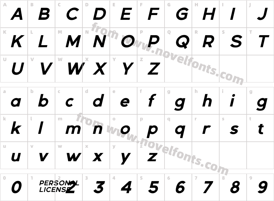 Gexo Sans Bold ItalicCharacter Map