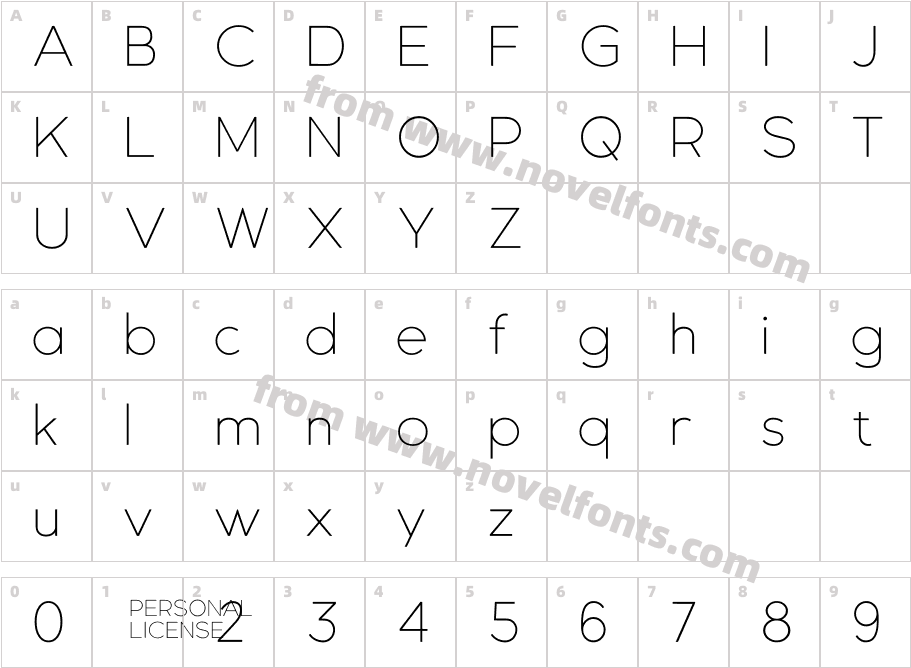 Gexo Sans ThinCharacter Map