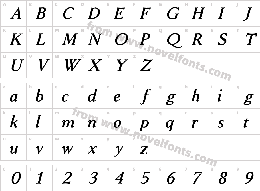 Giane W05 Bold ItalicCharacter Map