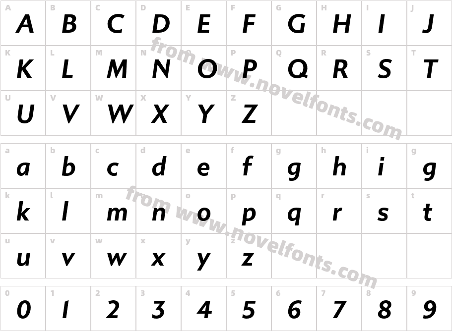 Gibbs Bold ItalicCharacter Map