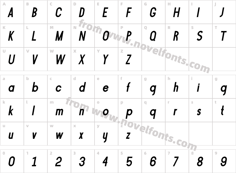 Gibster ItalicCharacter Map