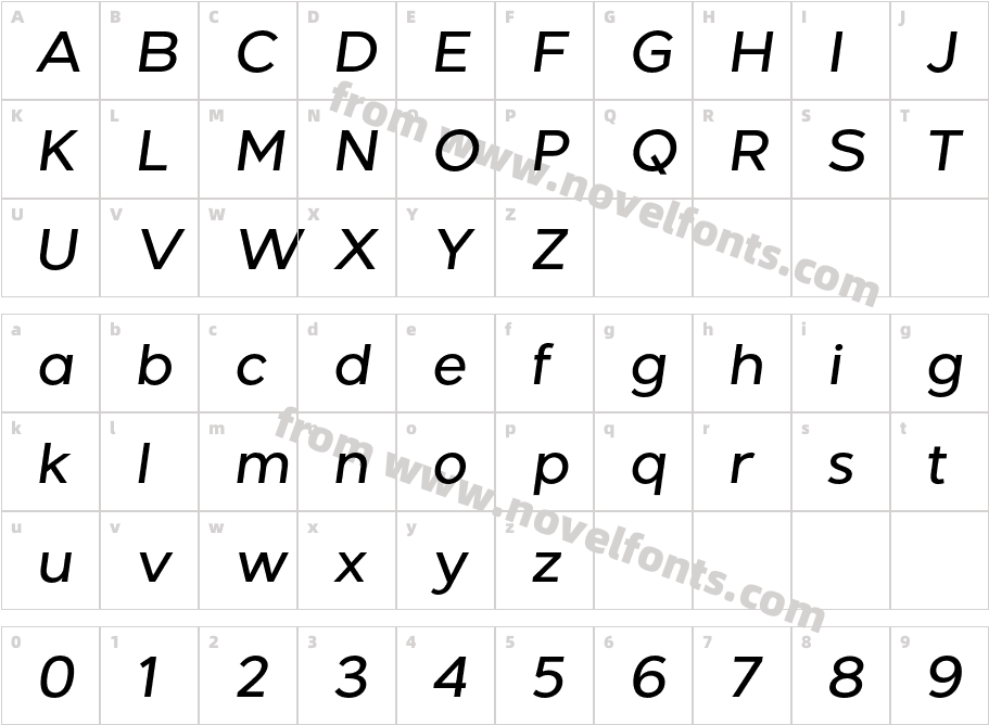 Giga Sans Medium ItalicCharacter Map