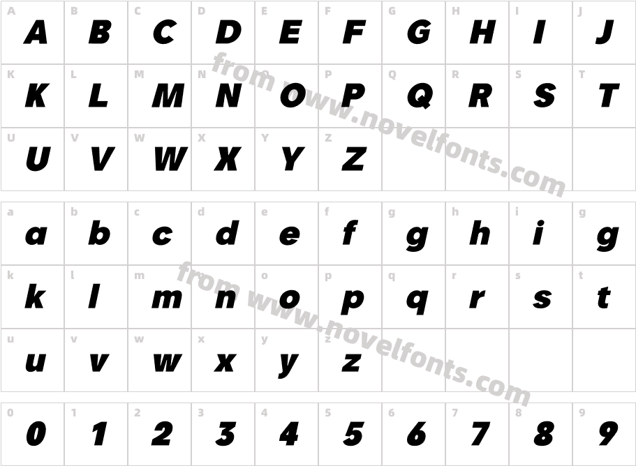 Glamure Black ItalicCharacter Map
