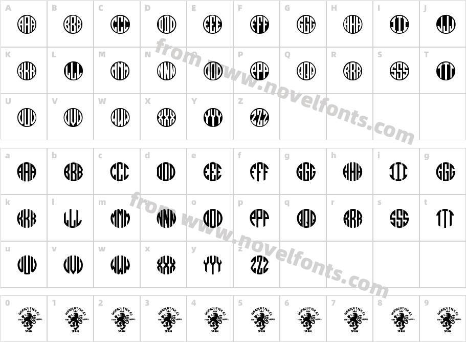 MONOGRAMOSCharacter Map