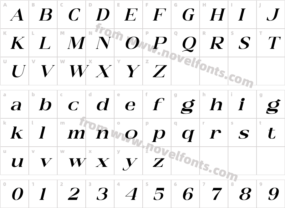 Glashick ItalicCharacter Map