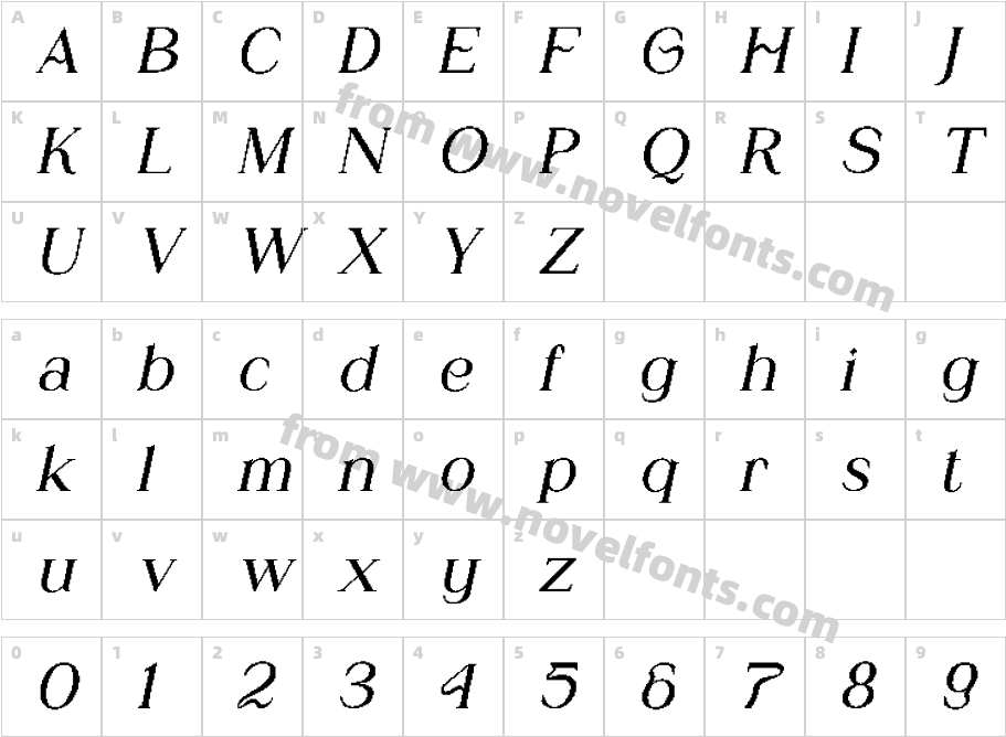 Glastone Pixel RegularCharacter Map