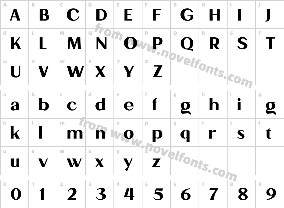 Glatic BoldCharacter Map