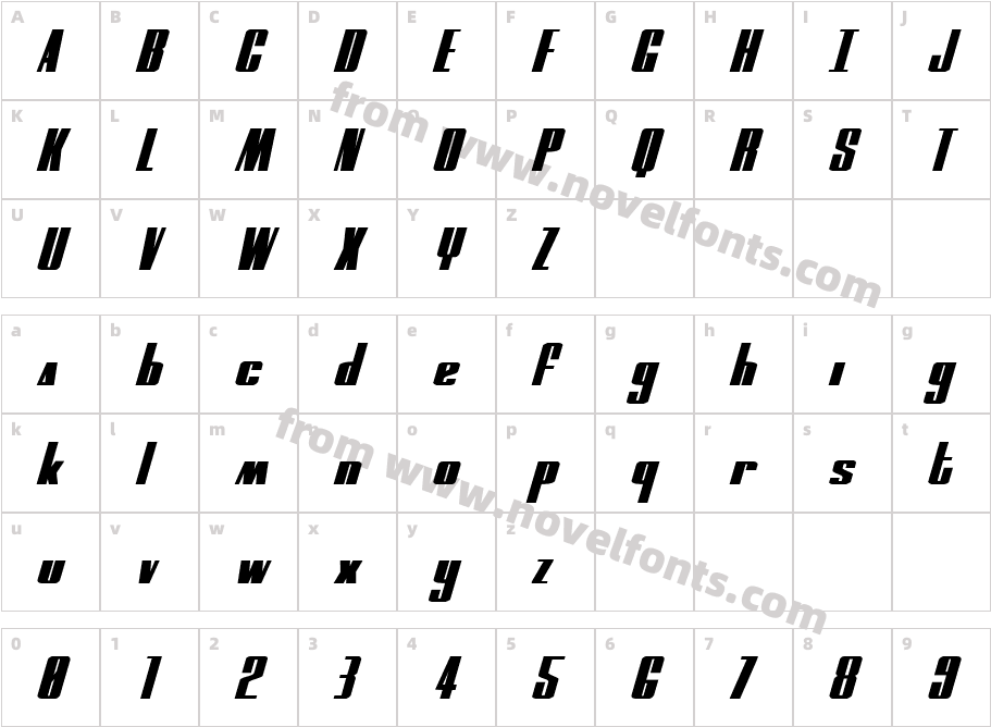 MOON Runner Extra-expanded ItalicCharacter Map