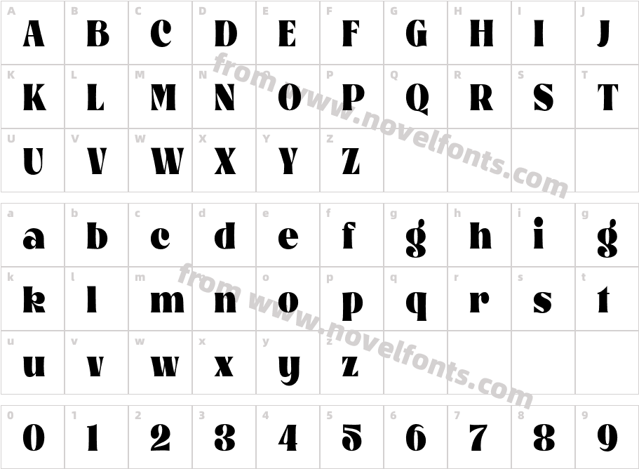 Glosta CondensedCharacter Map