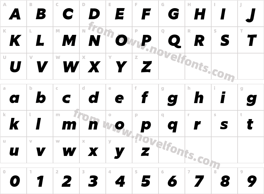 Glot Round Black ItalicCharacter Map