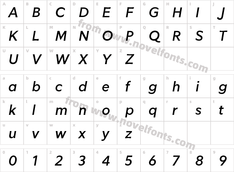 Glot Round ItalicCharacter Map