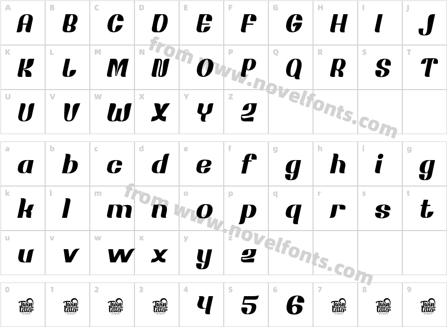 MOSANG-BoldSlantedCharacter Map