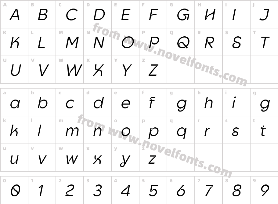 Goia Display Regular ItalicCharacter Map