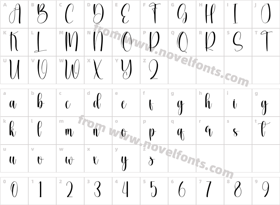 Golden Signature RegularCharacter Map